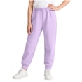 thumbnail image 2 of Girls Joggers Sweatpants Purple Elastic Waist Tapered Leg Casual Play Pants for Kids Kids to Teen Athletic Comfort,Size 3-4 T, 2 of 6