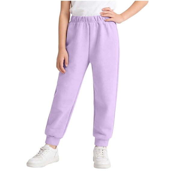 Jalioing Kids Casual Joggers Boys Girls Plain Elastic Waist Cuffed Sweatpants Spring Loose Athletic Pants with Pocket