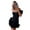 Black M, variant on Women Evening Dress One Shoulder Ruffle Flower Decor Slim Waist Sheath Sleeveless Pure Color Backless Bandeau Mini Dress Prom Party Short Dress