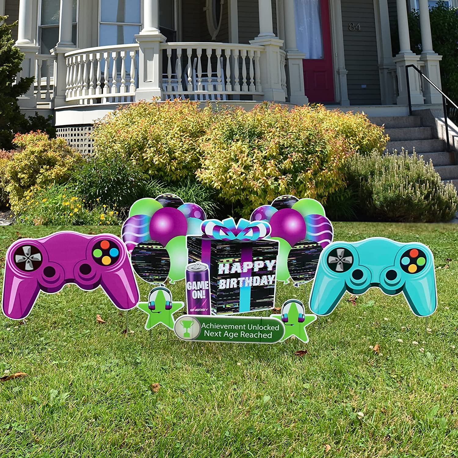 Gamer Birthday Lawn Decorations Set, Video Gaming Themed Birthday ...