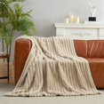 thumbnail image 3 of Am&eacute;lie Home Faux Fur Throw Blanket for Couch, Cozy Fuzzy Fluffy Fur Luxurious Soft Striped Plush Gift Blankets for Family Sofa Chair, 60"x80",, 3 of 9