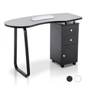 BarberPub Makeup Vanity Desk with Wheel, Nail Desk with Storage Drawer