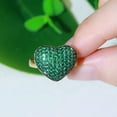 thumbnail image 6 of Adjustable Micro Pave Green Blue CZ Stone Heart Love Engagement Ring for Women, 6 of 9