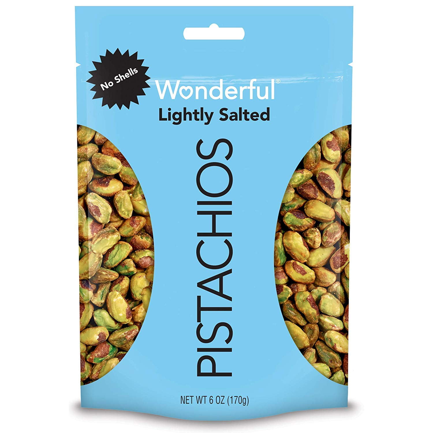 Wonderful Pistachios, No Shells, Roasted and Lightly Salted, 6 Ounce