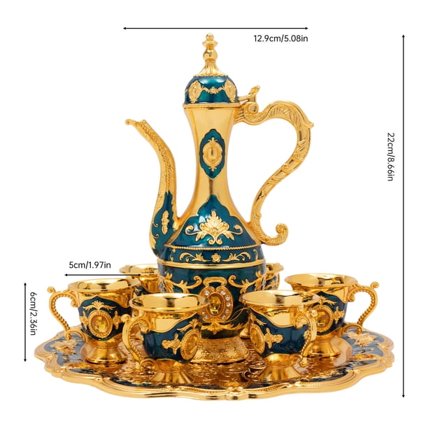 Miumaeov Zinc Alloy Tea Set Chinese Palace Tea Set with 6 Luxury
