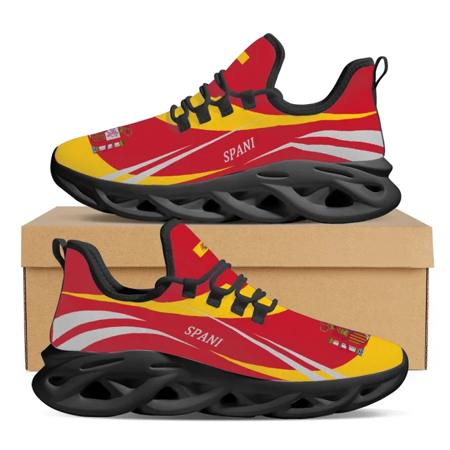Zapatos vulcanizados para mujer con estampado del águila de San Juan, emblema nacional, diseño de la bandera de España, zapatillas deportivas para exteriores, transpirables, informales, con cordones