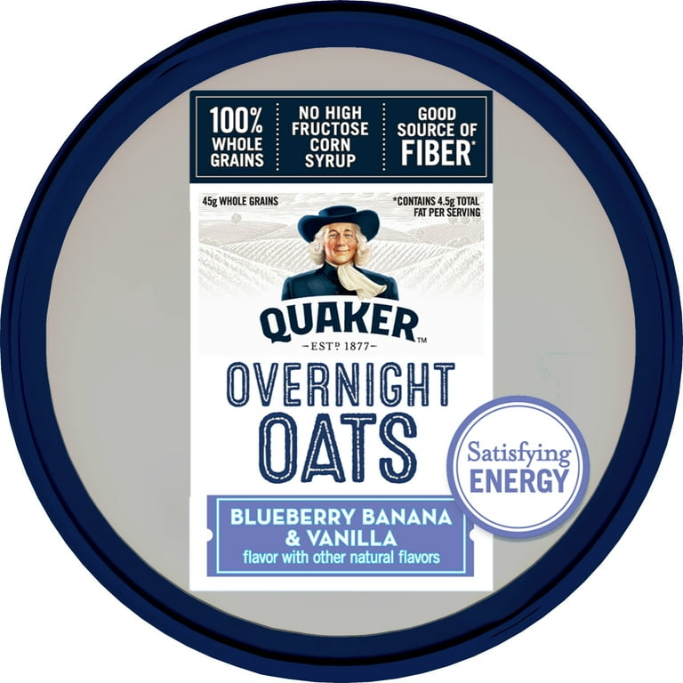 Quaker Overnight Oats Blueberry Banana & Vanilla Chilled Oatmeal Breakfast  Cup, 2.29 oz - Kroger