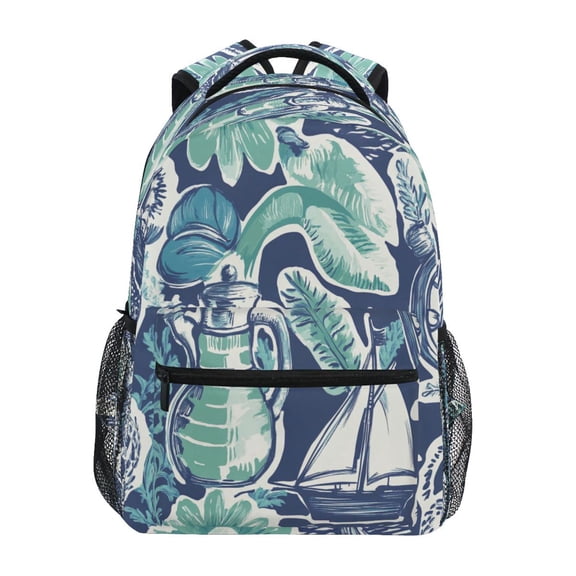 Hand Drawn Modern Potted Plant Stylish Large Backpack 15L Self-Standing Durable Twill for School, Office and Travel Use