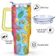 thumbnail image 3 of 40oz Tropical Pineapple Pattern Stainless Steel Flip Straw Tumbler Spill Proof Travel Cup Double Wall Vacuum Insulated Coffee Mug with Top Handle, 3 of 6