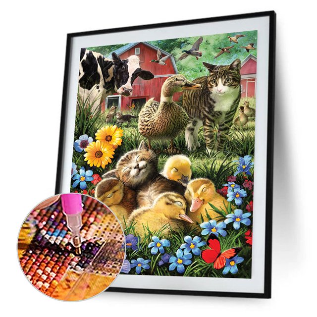 Cuadros Decorativos 5D DIY Diamond Painting Kits Full Round Drill Kitten and Chick Mosaic Arts Sywqhk Nuevos Originales