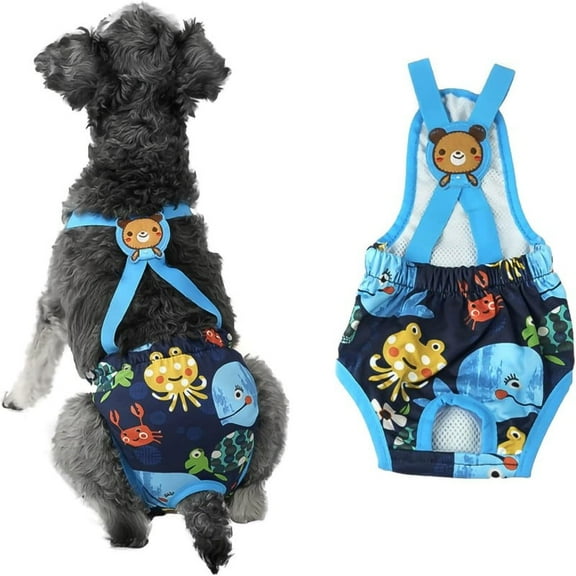 Dog Diapers Sanitary Pantie Washable Reusable with Suspenders Stay On for Small Pet Puppy Small Female Dogs in Heat
