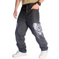 thumbnail image 2 of Ruiatoo Baggy Jeans for Men Classic Relaxed Fit Vintage Hip Hop Skateboard Pants with Embroidery 801 Black Size 36, 2 of 4