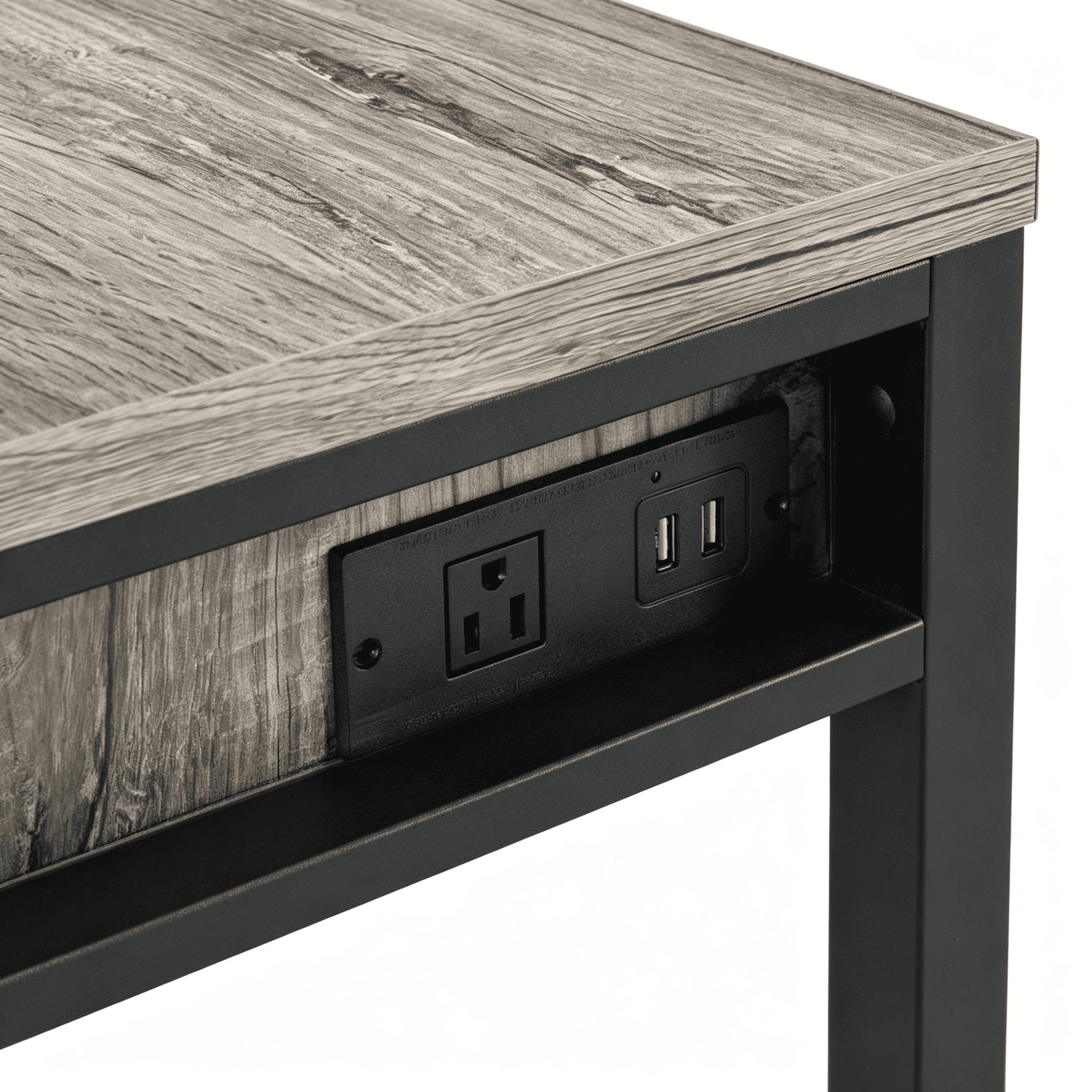 Writing Desk with 2 Drawers and USB Ports, 42 in Home Office Computer Desk, Metal Ladder Base, 30 in Tall