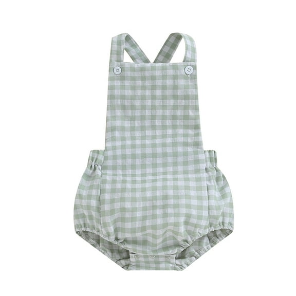Baby Sweetie Infant Girls Summer Casual Romper Sleeveless Plaid Pattern Print Overalls Summer Clothes