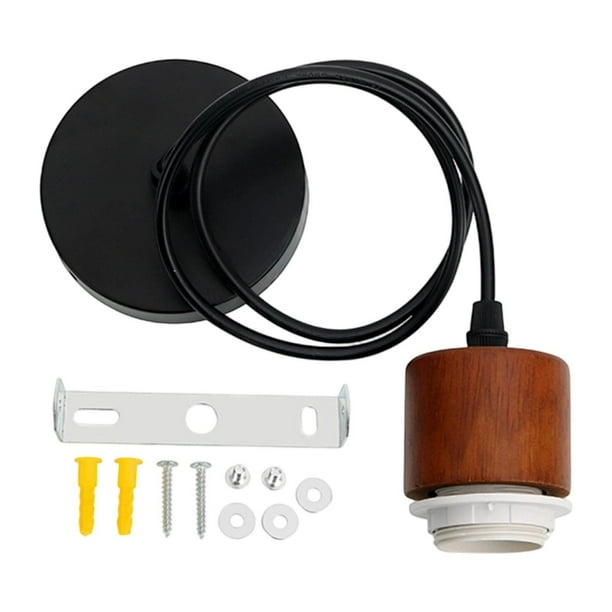 Lámpara colgante de madera con cable E27, estilo rústico, industrial, retro, resistente. Color nogal blanco