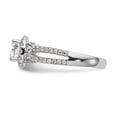 thumbnail image 3 of Solid 14k White Gold Round Diamond Side-Stones with CZ Cubic Zirconia Center Stone Cushion Halo Engagement Ring Size 5, 3 of 8