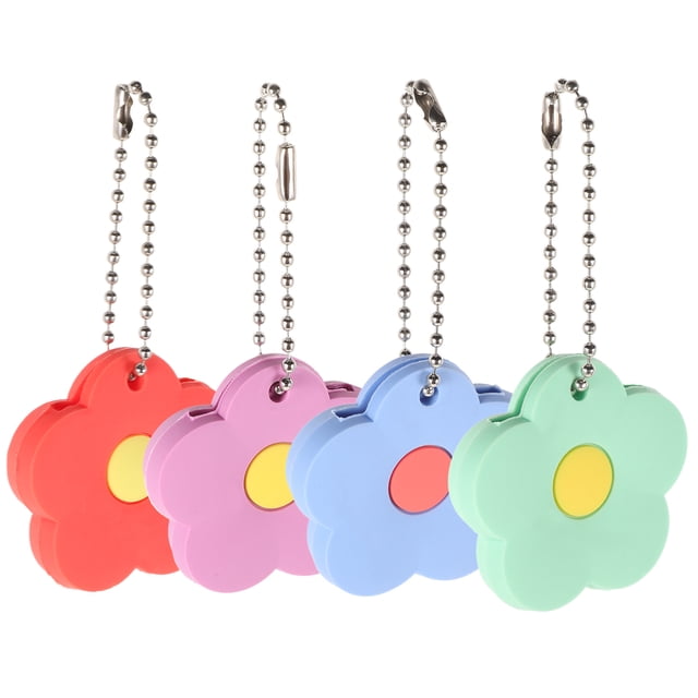 OULII 4pcs Flower Key Covers Caps Cute Pvc Key Protector Sleeves Identifiers For House Keys Organization