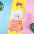 thumbnail image 6 of Summer Baby Girl Rainbow Embroidered Camisole Romper Polka Dot Shorts 3Pcs Clothes Outfit Kids Girl Beach Casual Set, 6 of 8