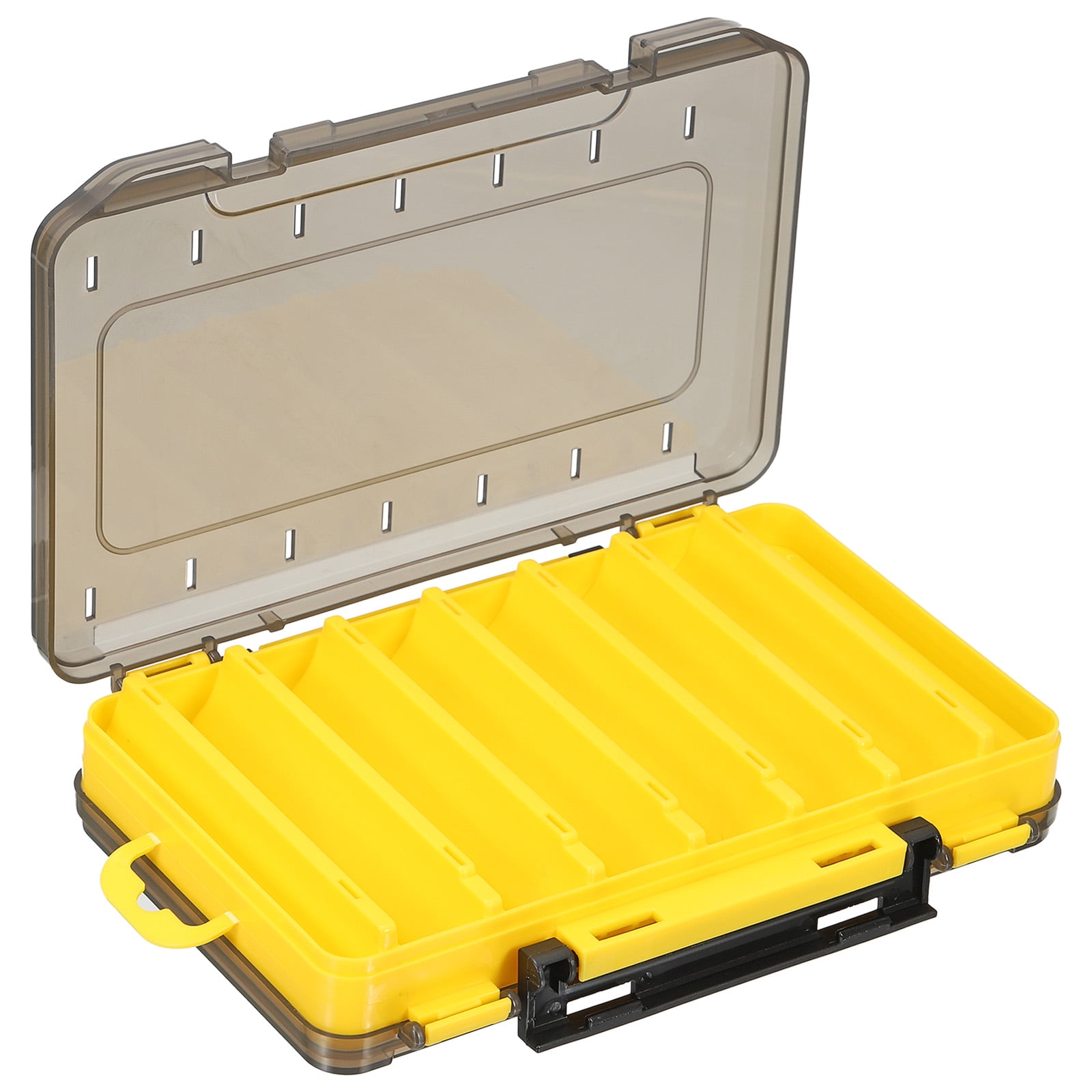 Uxcell TwoSided Plastic Box Fishing Lure Tackle 14 Grids Storage Container, Yellow