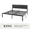 thumbnail image 3 of Amolife King Size Metal Bed Frame with Upholstered Headboard, Dark Grey, 3 of 8