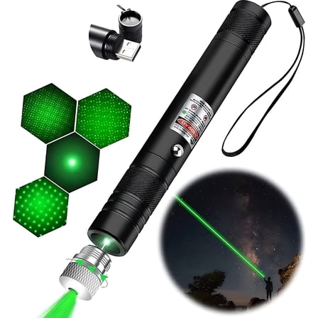 GJX Long Range Green Laser Pointer Laser Pointer High Power Pen Green Pointer Rechargeable for Hiking Cat Laser Toy Usb Charge (Green Light)