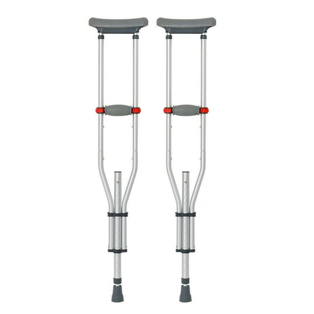 Muletas plegables de aluminio para debajo del brazo, muletas ligeras para adultos de 4'11" a 6'4", muletas para adultos, 2 muletas incluidas, muletas universales para caminar