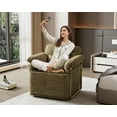 thumbnail image 2 of MDAQMD 360 Degree Square Swivel Accent Chair,Brown Round Swivel Chairs for Living Room,Fluffy Fabric Lounge Upholstered Reading Chair,with Gold Metal Legs, Comfortable Armchair, 2 of 10