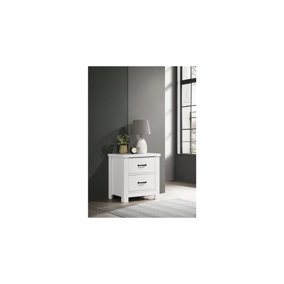 Mesita de noche Lilola Home Cassini White con 2 cajones, blanco/madera