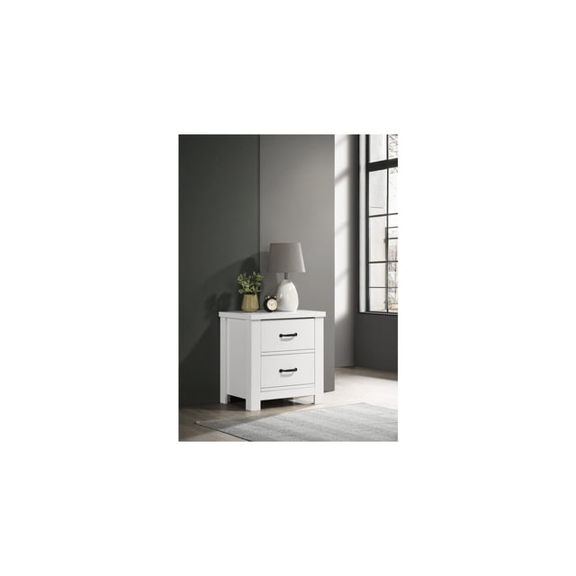 Mesita de noche Lilola Home Cassini White con 2 cajones, blanco/madera