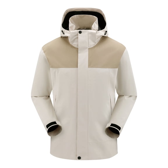 Men's Windbreaker Jacket Splice Solid Color Outdoors Mountaineering Wearproof Warm Zipper Multi-pocket Coat Long Sleeve Jacket Brown L Zip Front Windbreaker Jacket