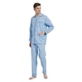 thumbnail image 3 of Amaxer Mens Cotton Pajama Set Cozy Button Up Sleepwear with Pockets Long Sleeve Lounge Wear Sky blue print M, 3 of 7
