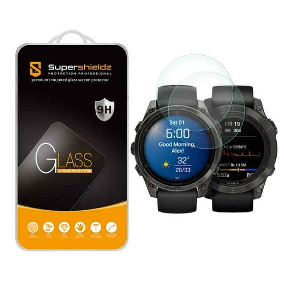 (2 Pack) Supershieldz Designed for Garmin Fenix 7/ 7 Pro (Solar/Sapphire Solar) [47mm] / Epix Pro (47mm) Tempered Glass Screen Protector, Bubble Free