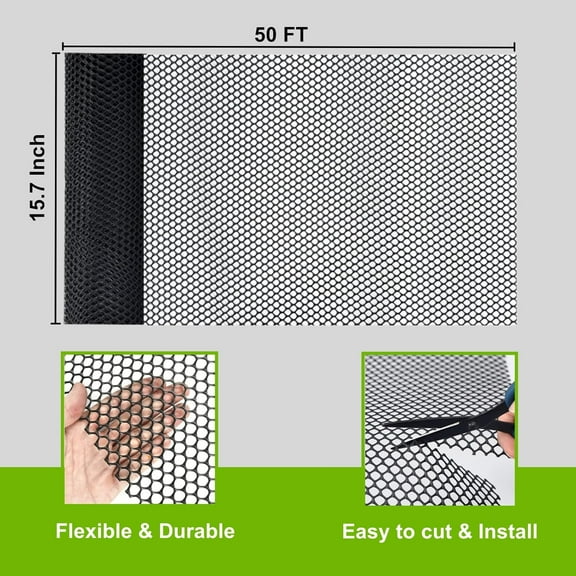 Black Plastic Wire Mesh Fence Roll 15.7IN x 50FT for Garden Chicken Puppy