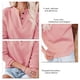thumbnail image 5 of Blusa elegante de color rosa con escote en V y manga larga, con detalle de botones y corte relajado para mujer, 5 of 6