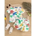 thumbnail image 4 of Musuos Toddler Boys Shorts Set, 9 12 18 24M 3 4Y Dinosaur Print Short Sleeve T-shirt with Elastic Waist Shorts Toddler Set Summer Outfit, 4 of 10