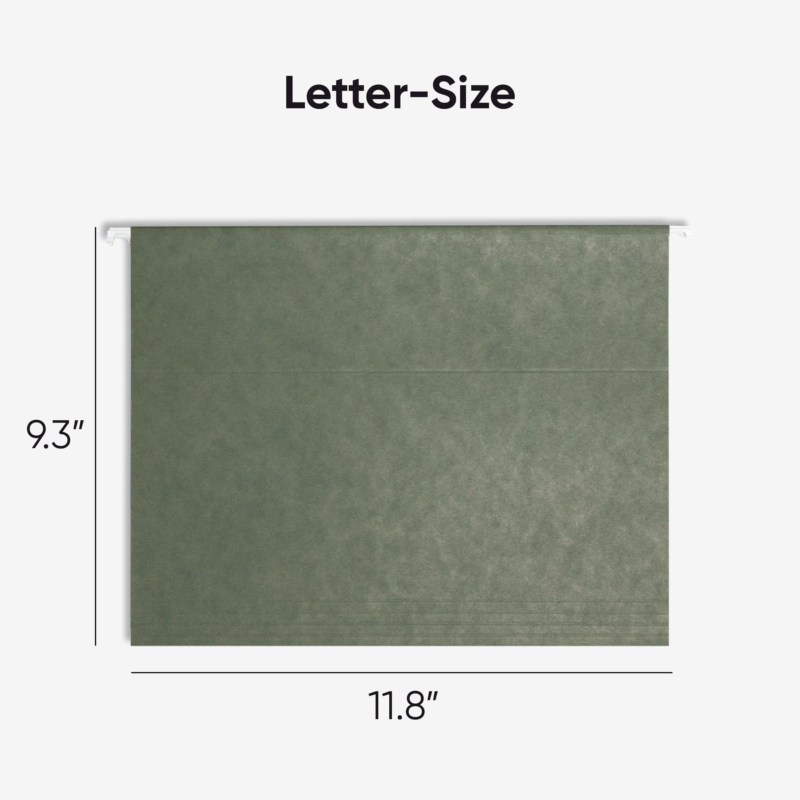 Hanging File Folder  1/5-cut Adjustable Tab Letter Size Standard Green Folders For Filing Cabinets Organizer 25 Count