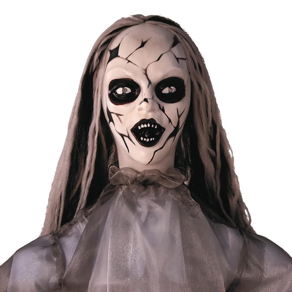 5 Ft. 6" Animated Standing Cracked Face Woman Halloween Decoration