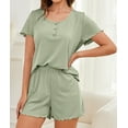 thumbnail image 4 of Loritta Womens Pajamas Knit Short Sleeve lounge sets 2 piece For Women Summer Green, 4 of 7