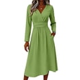 thumbnail image 5 of BOMYJESK Womens Summer Dresses Sexy V Neck Lightweight Breathable a Line Dress Smocked Flowy Casual Vacation Office Dress Green M, 5 of 5