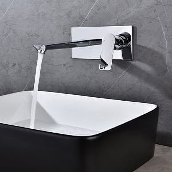 Dawot Wall Mount Single Handle Bathroom Faucets, Brass Sink Basin Mixer Taps, Polished Chrome Hot and Cold Spout Sink Rough Valve Bathtub Faucet
