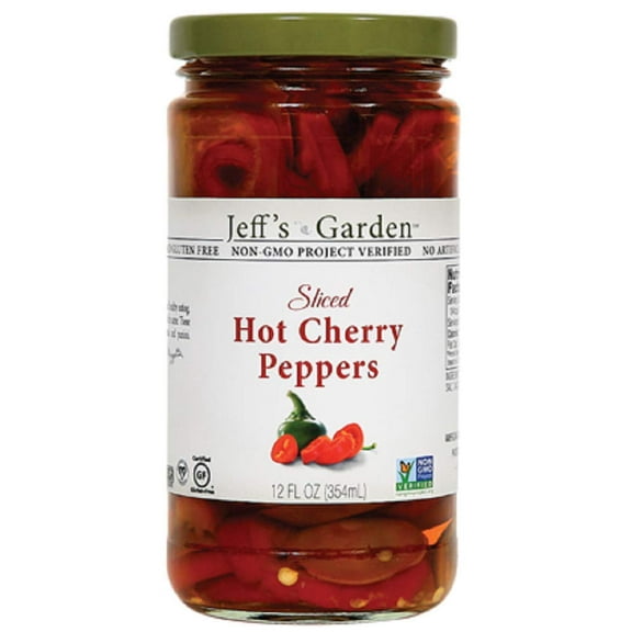 Jeff's Naturals Sliced Hot Cherry Peppers, 12 Ounce (Pack of 6)