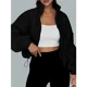 thumbnail image 4 of Chaqueta deportiva de manga larga para mujer, sudaderas coreanas holgadas y cálidas, abrigo con cremallera, abrigos para correr, ropa de entrenamiento, Otoño Invierno, 4 of 5