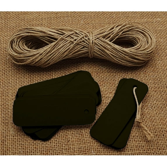 100 Pcs Rectangular Shape Blank Tags Bonbonniere Wedding Favor Hang Tag with Free Natural Jute Twine - Colors Available