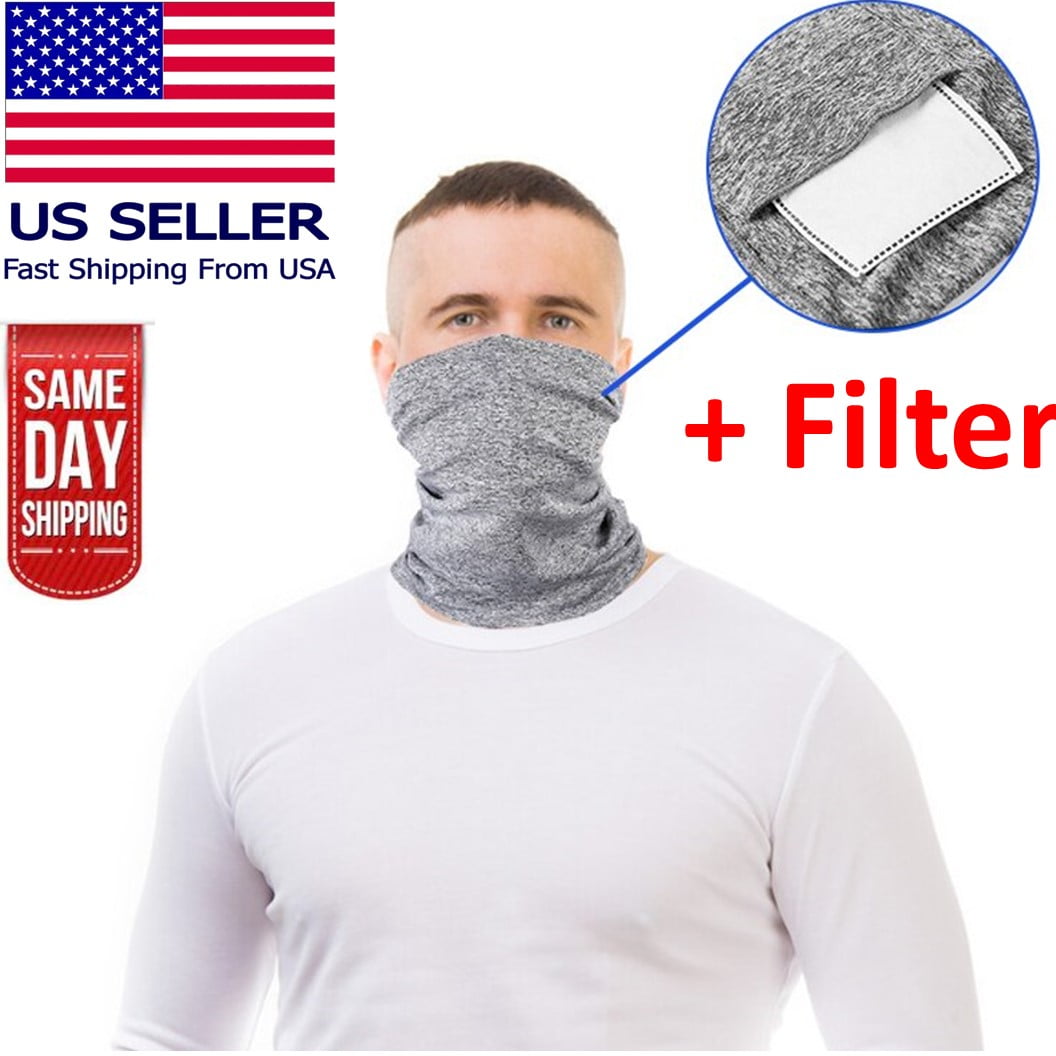 10pcs Filters 2Pcs Unisex Anti Dust UV Neck Gaiter Tube Scarf Face Cover 