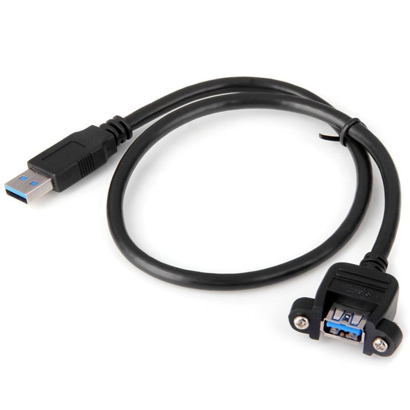 Cables Super Speed USB 3.0 Back Panel Mount B Female to Male B Type Extension Cable 0.5m 50cm Cable Length: 50cm, Color: Black 