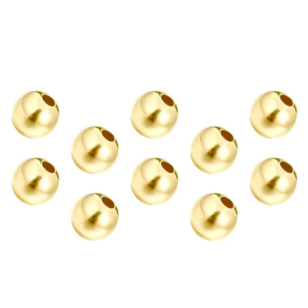 Qarigey Paquete de 10 cuentas de bola redondas, cuentas espaciadoras pulidas y plateadas, suministros de joyería, fabricación de pendientes Ropa, zapatos y accesorios Miscelánea Color dorado 8 mm