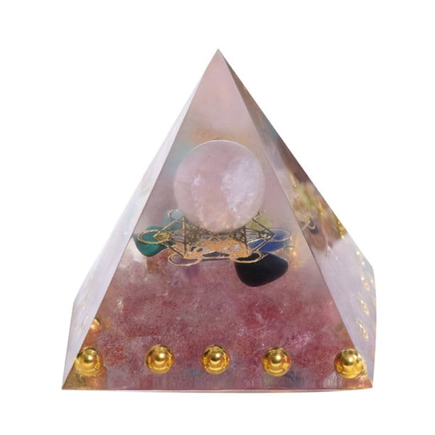 Generador de energía de cristal rosa, piedra curativa espiritual piramidal
