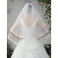 thumbnail image 4 of EllieWely 2 Tier Fingertip Length 90cm(35 inch) Sequin Lace Wedding Bridal Veil With Metal Comb X80, 4 of 5