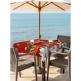 thumbnail image 2 of Outdoor Tablecloth with Umbrella Hole and Zipper, Red Christmas Square Table Cloth 54x54 Inch Waterproof Tablecloth, Santa Elk Gifts Snowflake Winter Xmas Tree Picnic Table Cover for Patio Camping, 2 of 7