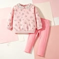 thumbnail image 2 of NIEWTR Baby Fall Winter Clothes Toddler 2-Piece Loungewear Set Long Sleeve Crewneck Top + Elastic Waist Long Pants Cozy Pajamas for 6-24 Months 2T 3T Casual Sleepwear(A-Pink,3-4 Years), 2 of 9